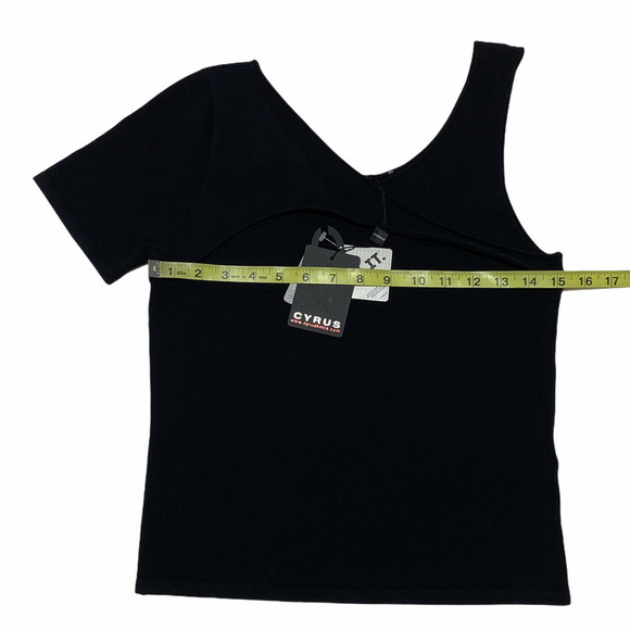 CYRUS Black Lycra One-Shoulder Blouse Medium NWT - Picture 6 of 11